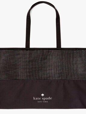 S Kate Spade Black Stripe Mesh Tote 25" x 15" STMSHTOTE 810012199803